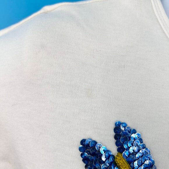 VINTAGE CARDUCCI EMBROIDERED BEADED SEQUIN FLORAL T-SHIRT TOP - M - Picture 10 of 11